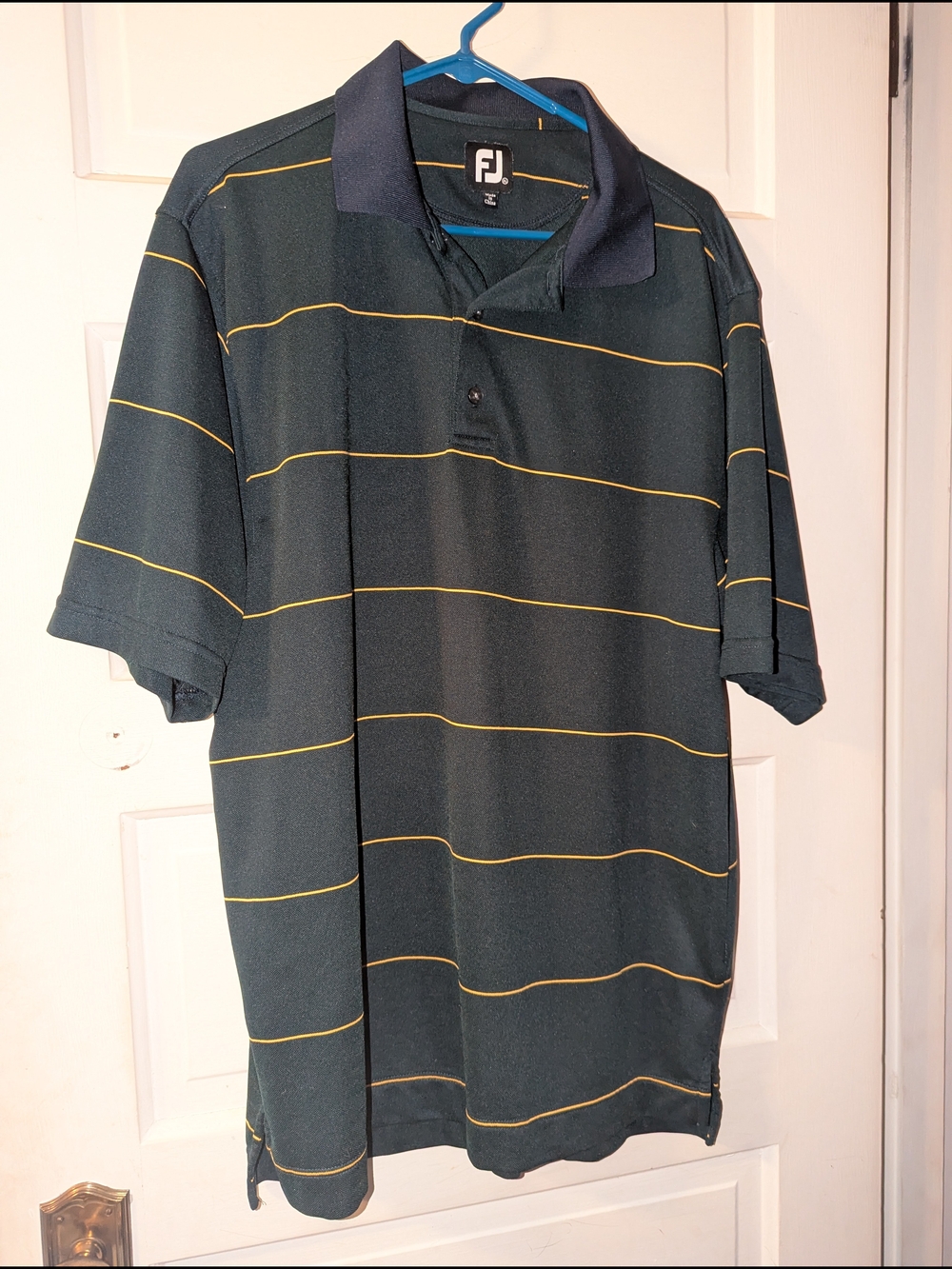 FootJoy Men's Black Polo with Yellow Stripes
